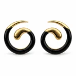 گوشواره زنانه مارپیچ مشکی طلایی Black Gold Spiral