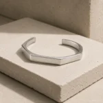 دستبند مردانه کاف نقره‌ای هندسی Geometric Silver - تصویر 2