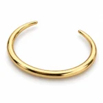 دستبند زنانه کاف باز طلایی براق مدل Golden Arc - تصویر 3