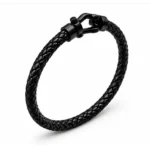 دستبند مردانه الگاتو Elegatto Helix All Black چرم بافت مشکی - تصویر 2