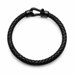 دستبند مردانه الگاتو Elegatto Helix All Black چرم بافت مشکی