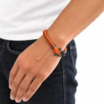 دستبند مردانه امگا OMEGA مدل Aqua Sailing نارنجی با دوخت مشکی مستر کوالیتی - تصویر 2