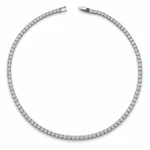 گردنبند تنیسی نگین گرد شفاف نقره‌ای Classic Round Tennis