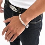 دستبند مردانه امگا OMEGA مدل Aqua Sailing سفید با دوخت نارنجی مستر کوالیتی - تصویر 2